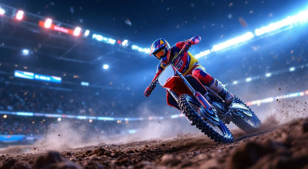 Pilote professionnel au départ d'une manche de supercross