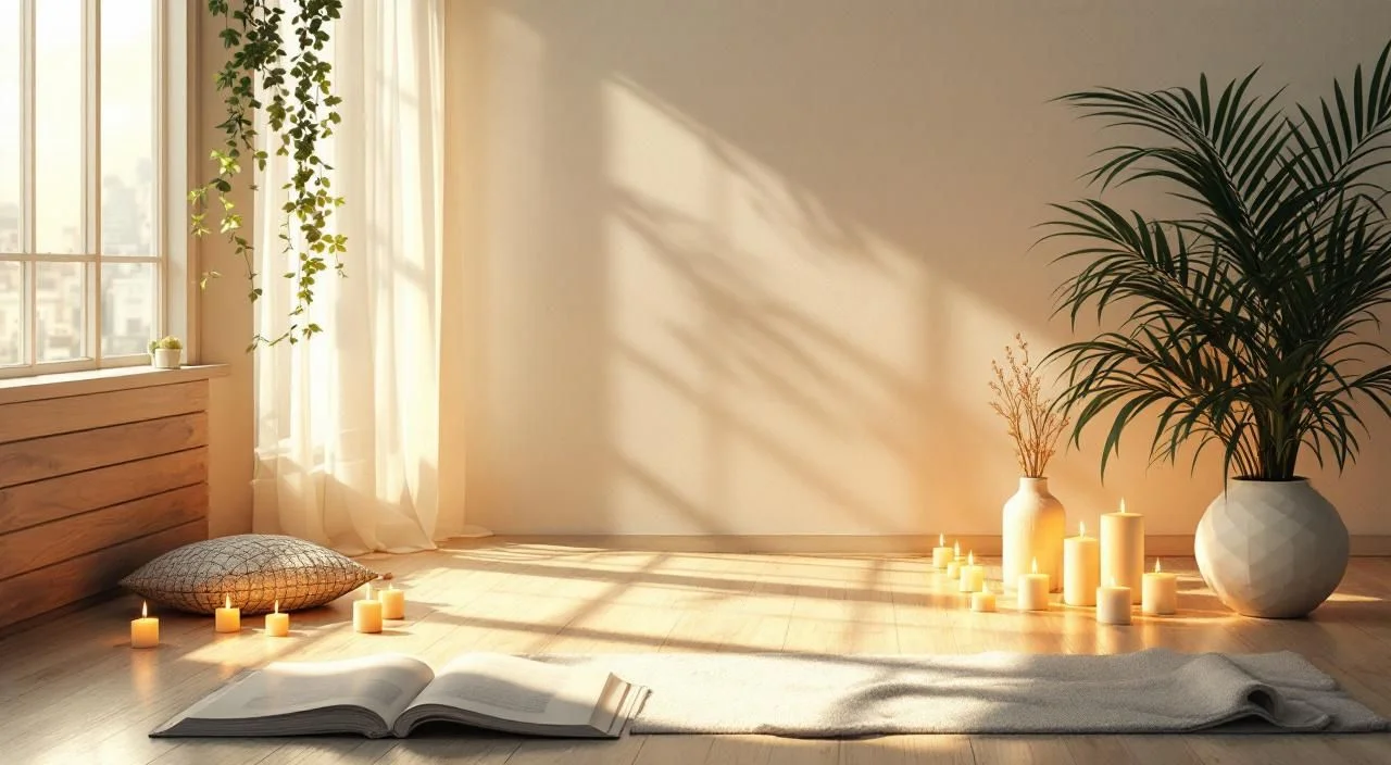 Ambiance spirituelle et méditative évoquant la guidance angélique