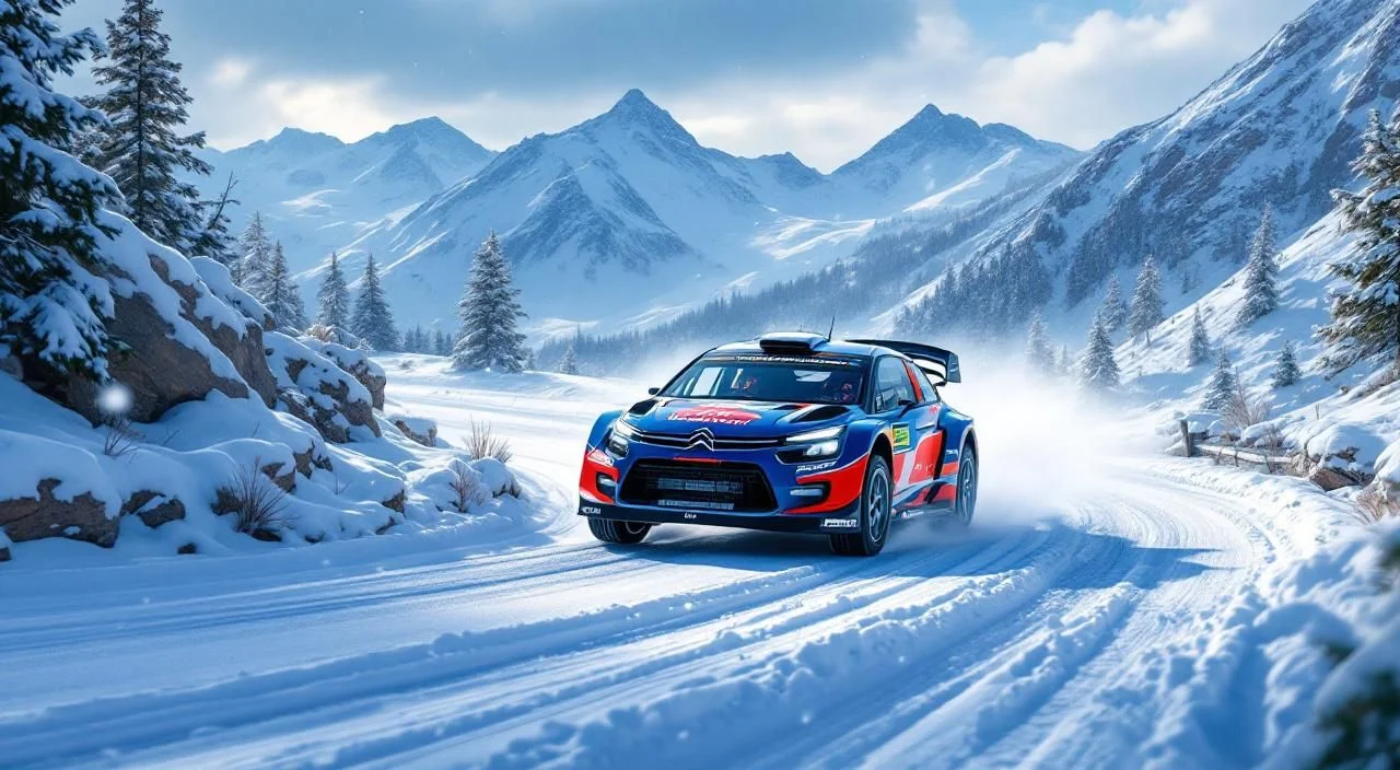 Citroën Xsara WRC en action sur route enneigée