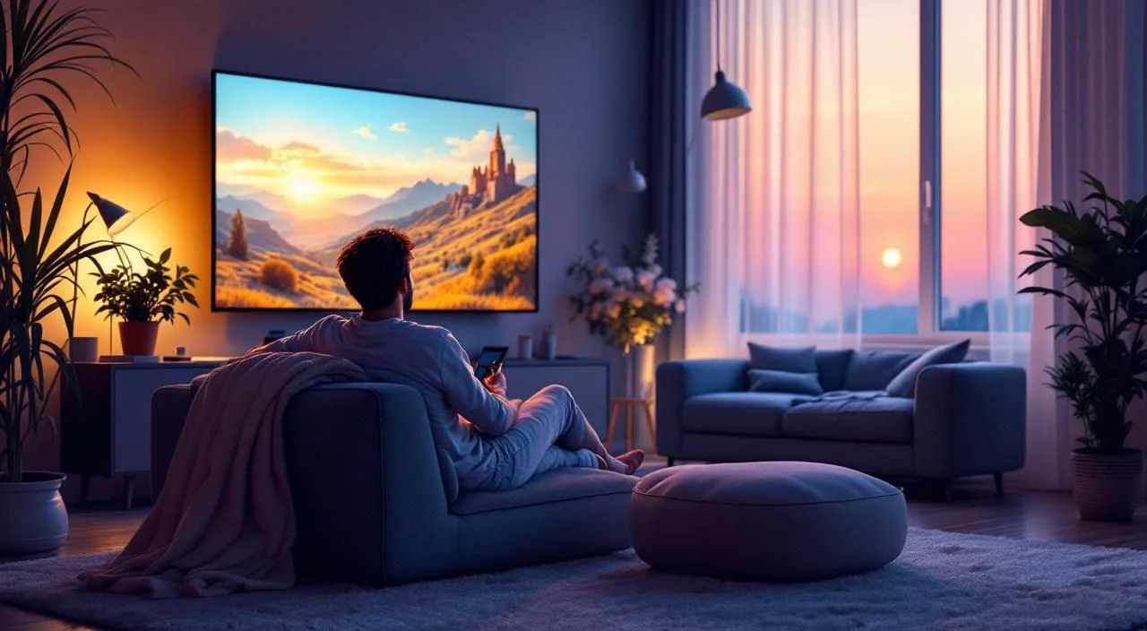 Utilisateur regardant Netflix sur télévision moderne