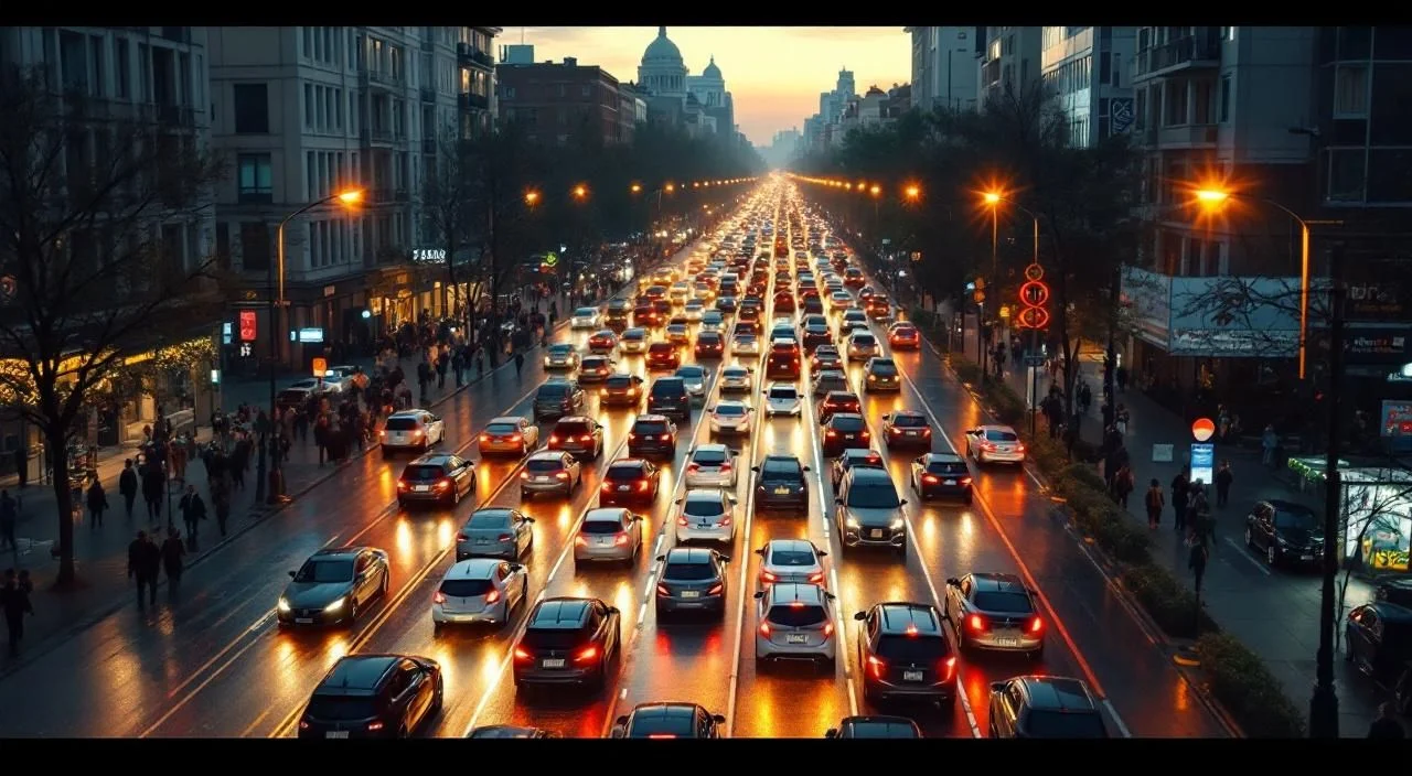 Embouteillages urbains symbolisant la congestion réseau