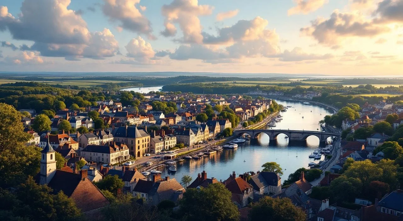 Vue aérienne de Riec-sur-Bélon avec la confluence des rivières