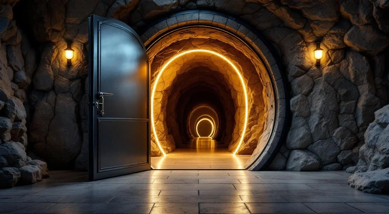 Structure interne d'une porte métallique de cave avec renforts