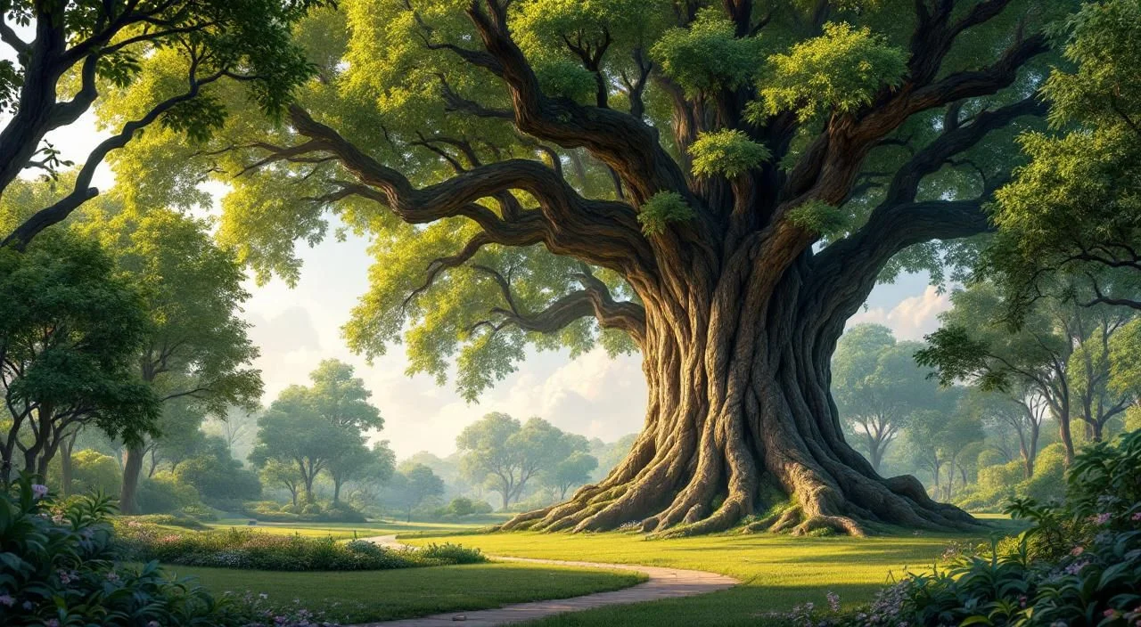 Orme majestueux dans un parc avec son feuillage caractéristique