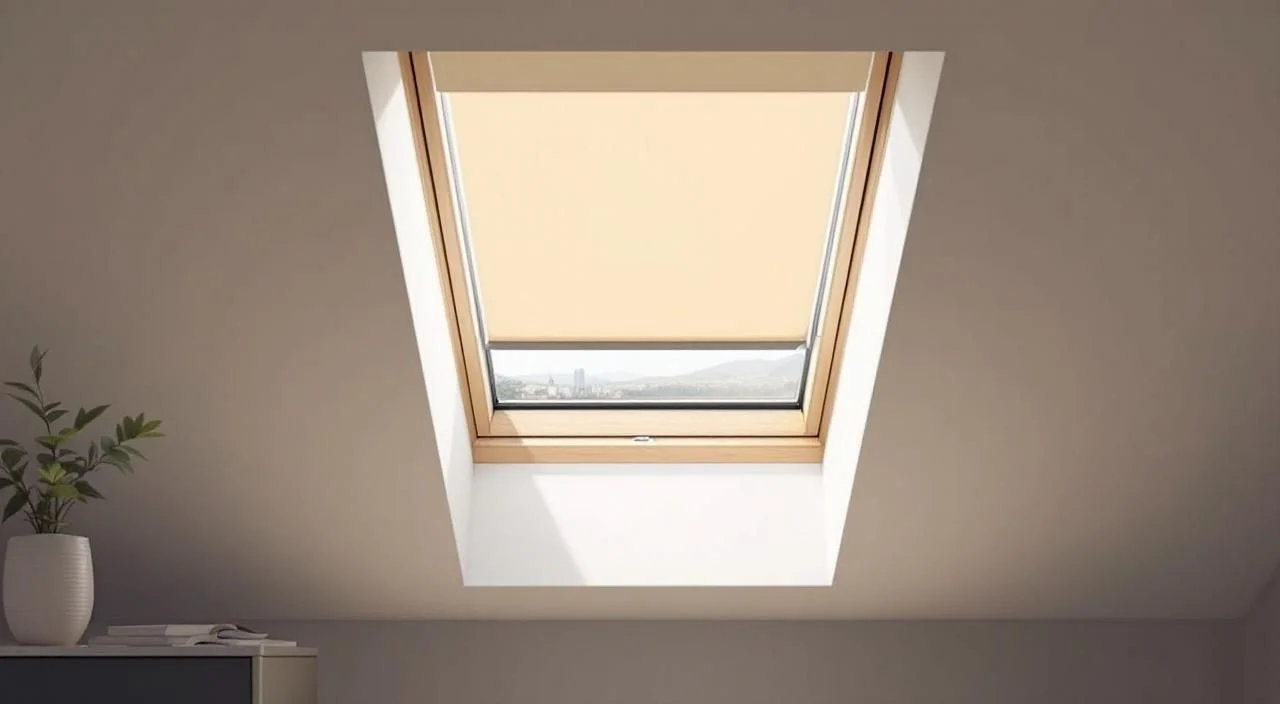Store plissé Velux installé dans un grenier aménagé